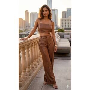 House of Harlow 1960 Pants and Cropped Cami Pinstripe Sequins, size M